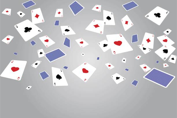 istock Falling playing cards aces isolated on transparent background. Vector template for casino and gambling concept 1354891582