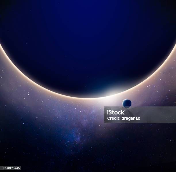 Sunrise Stock Photo - Download Image Now - Galaxy, Large, Planet - Space