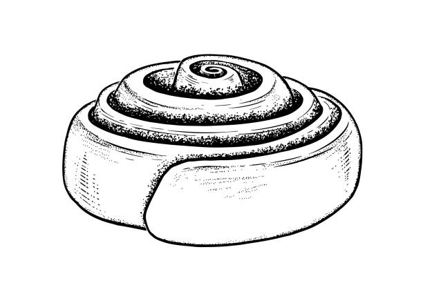 Vector illustration of Cinnamon Roll Vector illustration of Cinnamon Roll. Vintage style drawing isolated on white background. cinnamon roll stock illustrations