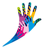 istock Hand with other Hands inside Teamwork Concept Icon 1354900018