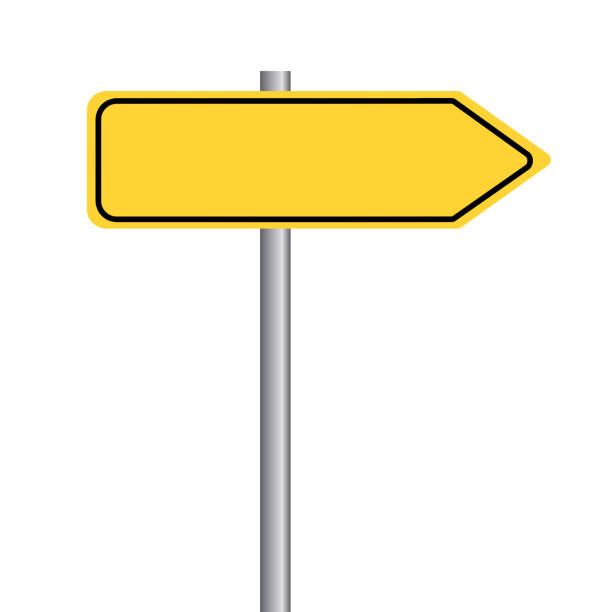 Signpost sign towards the arrow in yellow color Signpost sign towards the arrow in yellow color zukunft stock illustrations