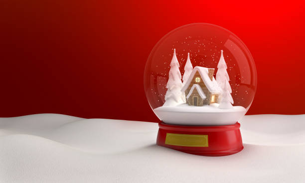 snow globe symbol of christmas 3d render - balão enfeite ilustrações imagens e fotografias de stock