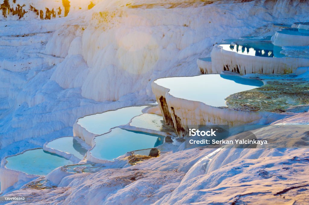 Pamukkale travertine pools, natural wonder Pamukkale Stock Photo