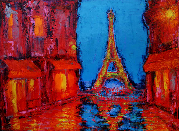 istock Paris evening street art painting 1354906798
