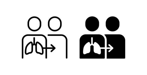 illustrazioni stock, clip art, cartoni animati e icone di tendenza di icona del trapianto di polmone - operazione di trapianto