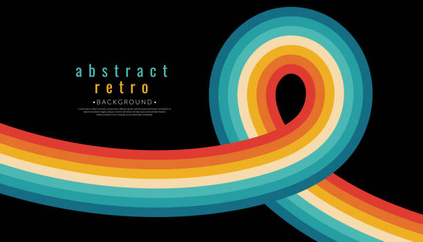 retro colors line background abstract. vintage 70s ribbon stripe colorful rainbow. vector illustration. 1970s color wallpaper. - çok renkli illüstrasyonlar stock illustrations