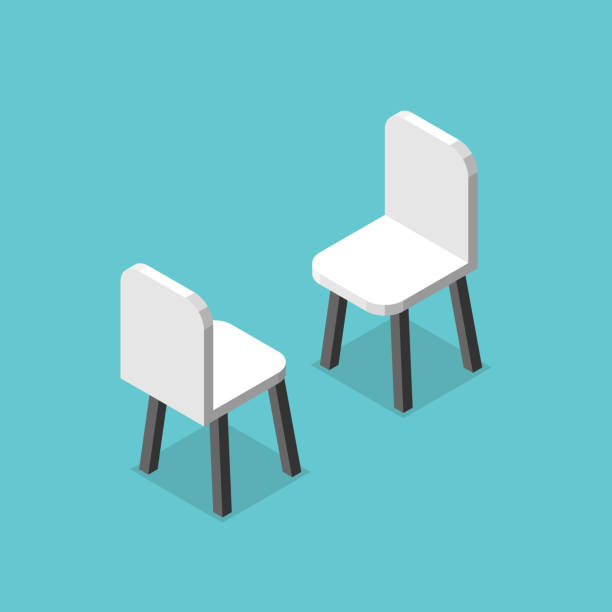 illustrations, cliparts, dessins animés et icônes de deux chaises isométriques, discussion - chaise vide