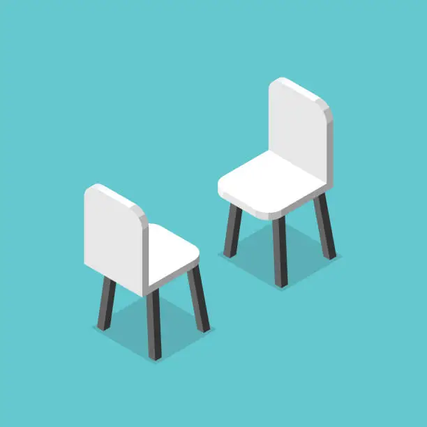 Vector illustration of Two isometric chairs, discussion