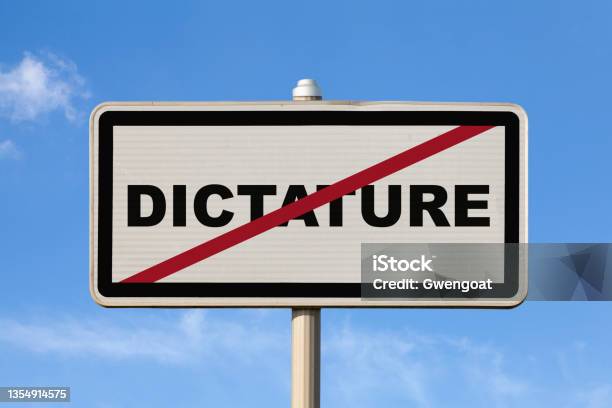 Dictature French Exit City Sign Stock Photo - Download Image Now - Dictator, Domination, City