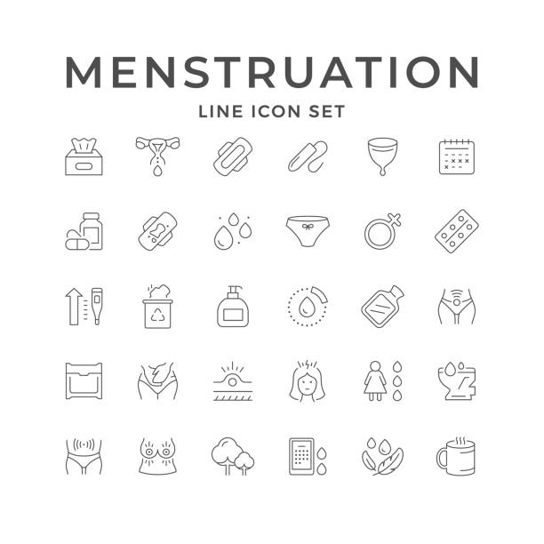 ustaw ikony linii menstruacji - menses stock illustrations