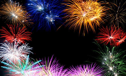 Fireworks Background. Copy Space.