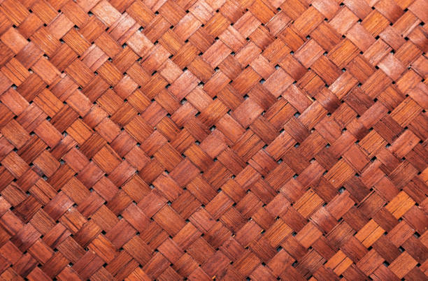 Vintage wicker wood texture, rattan furniture element. Traditional home decor and furnishings in Southeast Asia