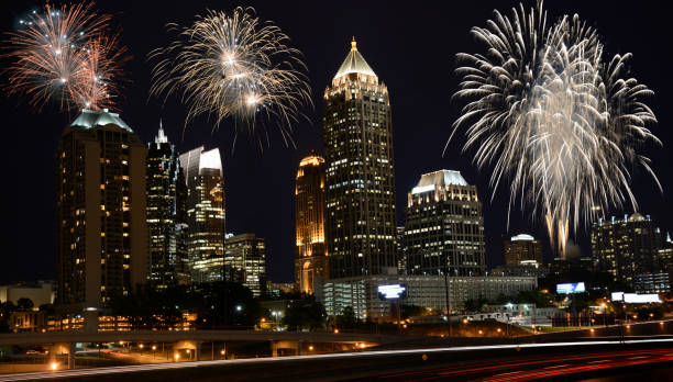 istock Fireworks over Atlanta, Georgia, USA. 1354917651