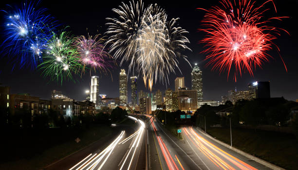 istock Fireworks over Atlanta, Georgia, USA. 1354917665