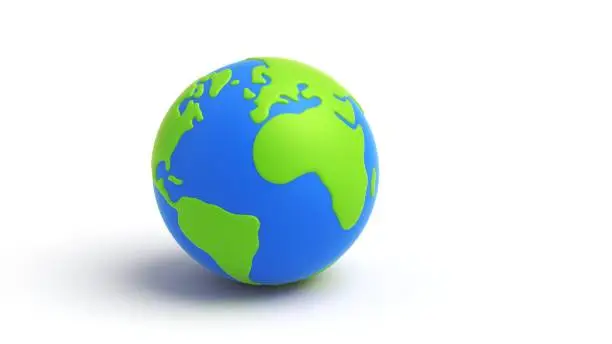 Photo of Cartoon planet Earth on white background