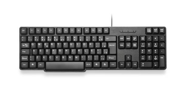 istock Top view of simple black keyboard, isolated 1354922487