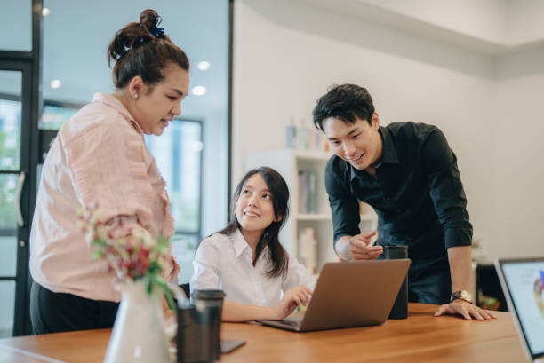istock Business people discussing with team. 1354923349