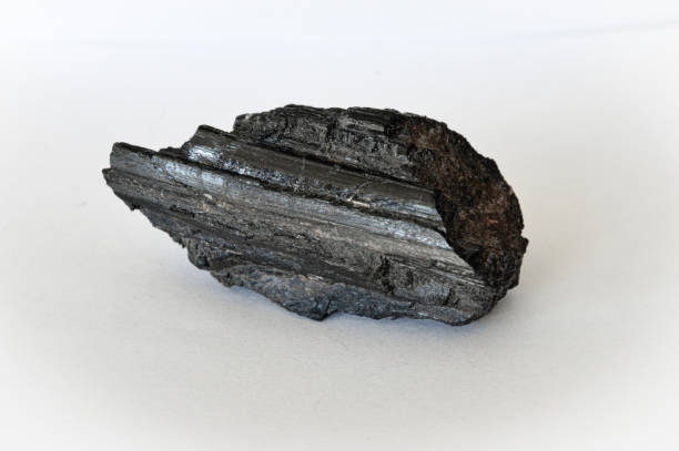 istock Black Tourmaline on white background 1354925055