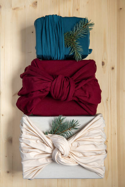 istock Zero waste gift wrapping. Traditional Japanese furoshiki style. 1354930367