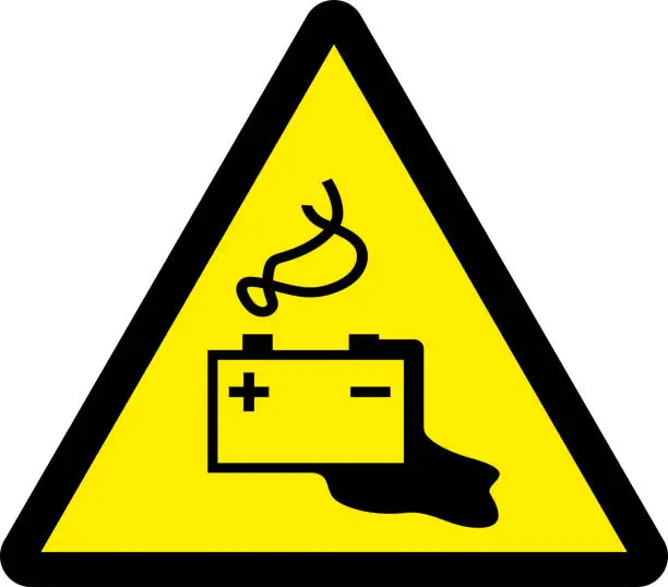 Vector illustration of Battery charging hazard sign.