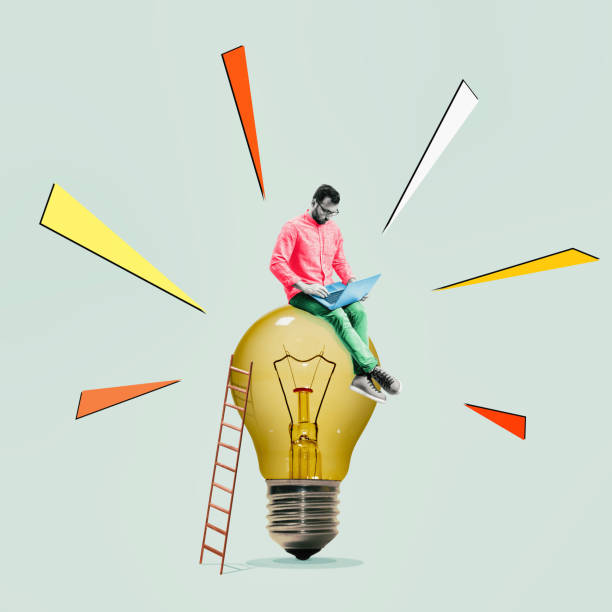 New idea business concept. Contemporary collage.