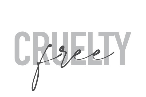 Modern, simple, minimal typographic design of a saying "Cruelty Free" in tones of grey color. Cool, urban, trendy and playful graphic vector art Modern, simple, minimal typographic design of a saying "Cruelty Free" in tones of grey color. Cool, urban, trendy and playful graphic vector art with handwritten typography. animal welfare stock illustrations