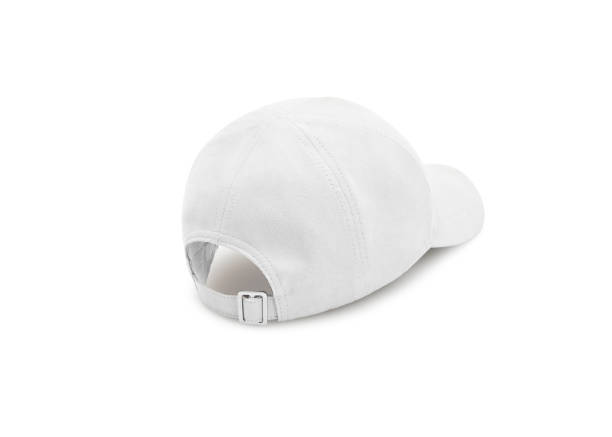 istock White baseball cap isolated on white background. Baseball cap in angles view front and back. Canvas fabric cap for premium gift design 1354935333