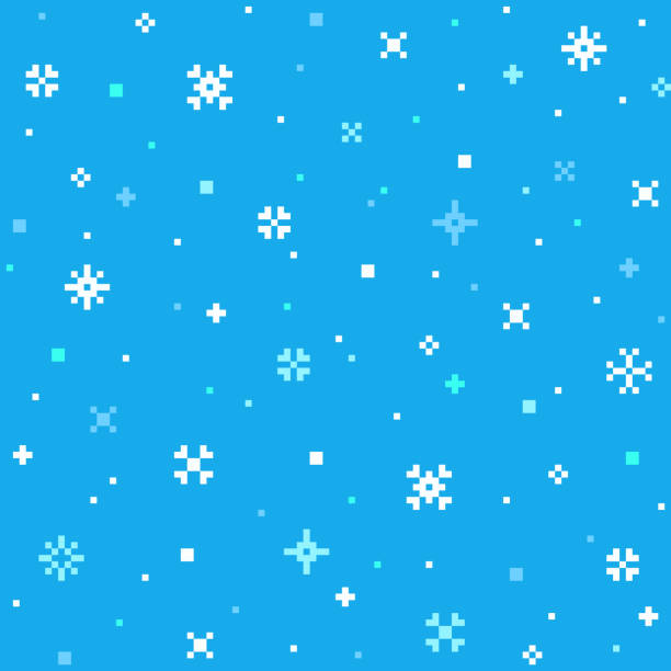 Winter seamless background with snowflakes. Snowy Christmas backdrop. Winter seamless background with snowflakes. Snowy Christmas backdrop. Vector illustration. christmas pattern pixel stock illustrations