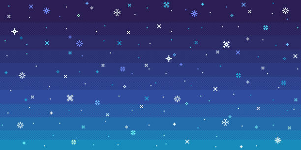 Winter background with snowflakes. Snowy Christmas backdrop. Winter background with snowflakes. Snowy Christmas backdrop. Vector illustration. christmas pattern pixel stock illustrations