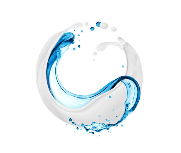 istock Milk and water splashes in a circular motion isolated on white background 1354940165
