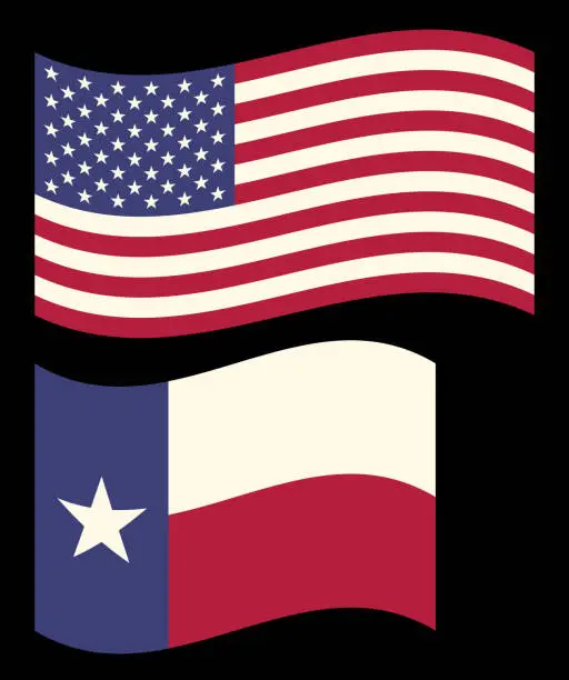 Vector illustration of USA and Texas Flag