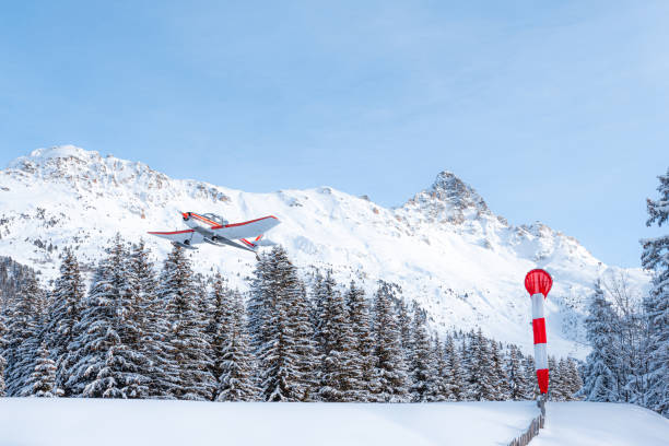 istock Propeller airplane winter landscape 1354943333