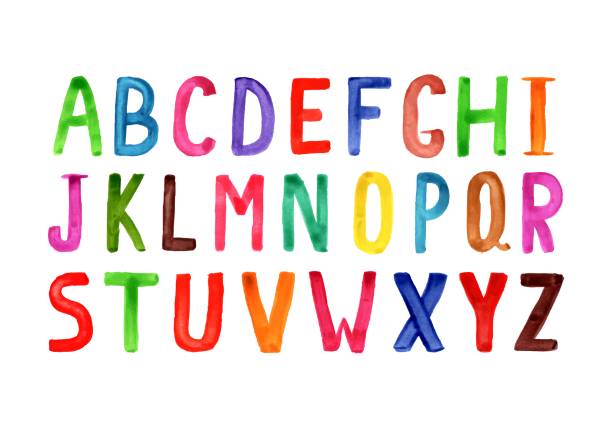 istock colorful watercolor alphabet isolated on white background, multicolored alphabet letters for depot dosine, the letters are drawn with a brush in bright color 1354944012