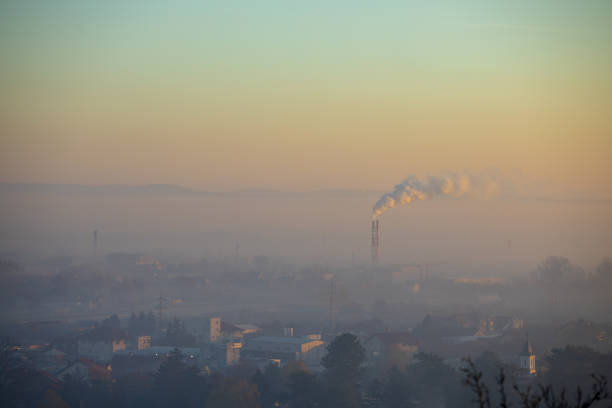 Smog and airpoluton air polution, Europe, Serbia, Valjevo city