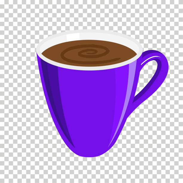 stockillustraties, clipart, cartoons en iconen met coffee cup - vector - hot chocolate purple