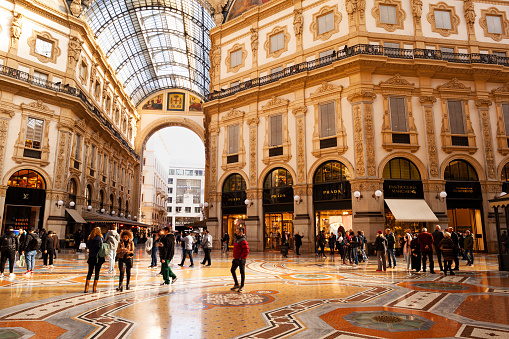 Milan, Italy - November, 04: Prada store in Galleria Vittorio Emanuele II on November 04, 2021