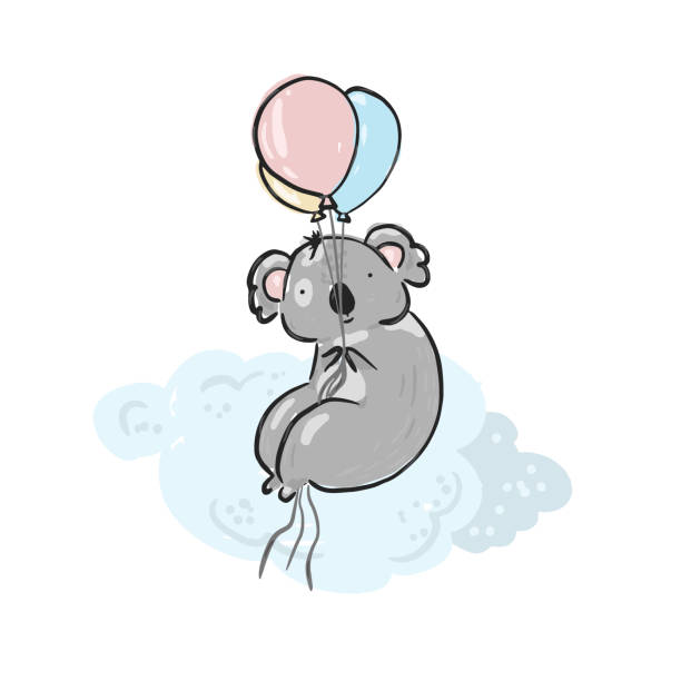 illustrazioni stock, clip art, cartoni animati e icone di tendenza di simpatico schizzo disegnato a mano colore koala illustrazione - stuffed animal toy koala australia