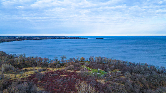 Drone views of Lake Winnebago from Asylum Point Park.