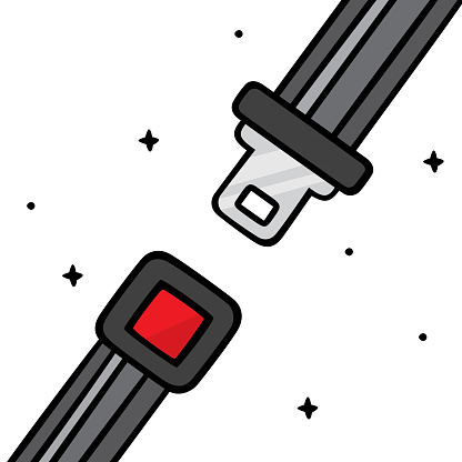 Vector illustration of a hand drawn seatbelt against a white background.
