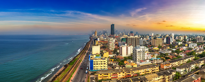 Panoramic aerial view of Colombo in a sunny day, Sri Lanka