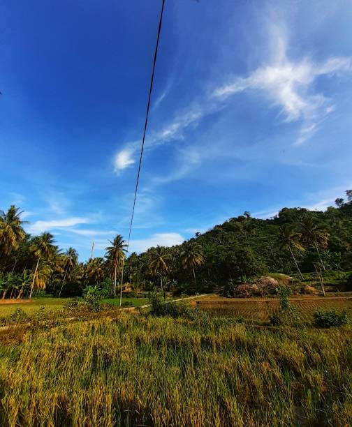 Hills landscape background with clear sky taken at high angle