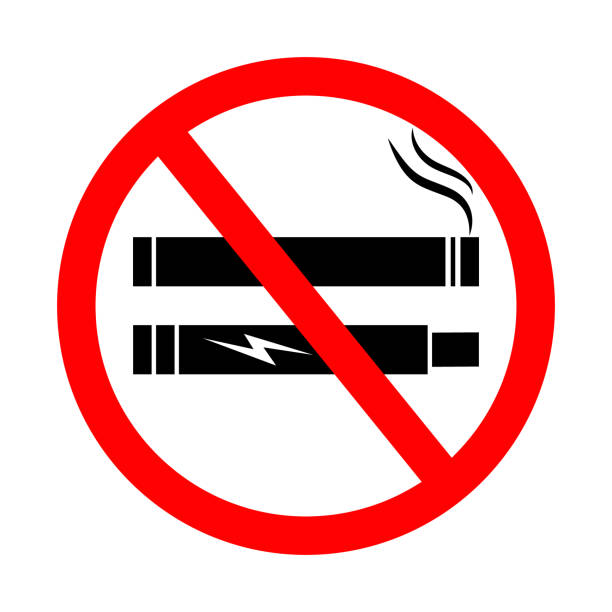 Ilustración de Signo Prohibido De Fumar Cigarrillo Y Vapear Prohibir El Vapeo Y Fumar Icono Del Cigarrillo Electrónico Y El Tabaco Símbolo De Parada Para La Habitación Y El Restaurante No Vapees