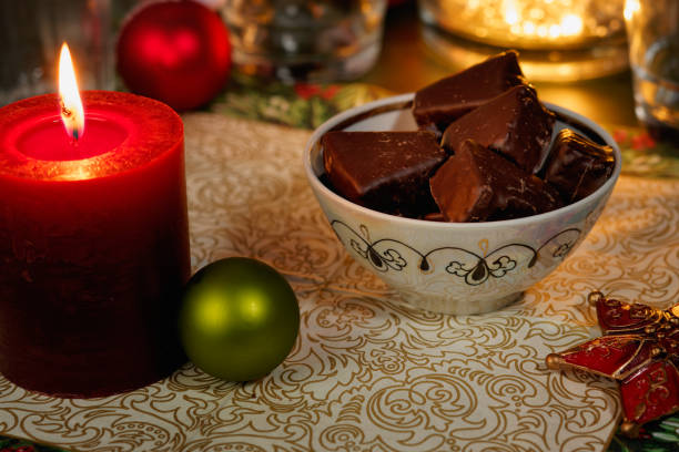 istock Christmas decoration with chocolate cookies in a bowl. 1354980588