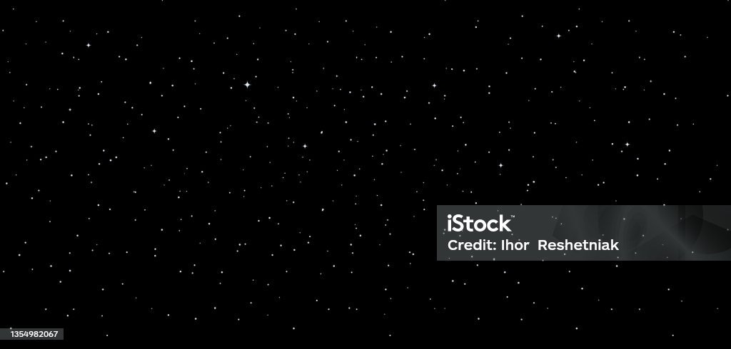 Небо звездное. Черный ночной фон со звездой. Звездное пространство галактики. 8-битная текстура в плоском стиле. Темная вселенная с мерцание - Векторная графика Звезда роялти-фри