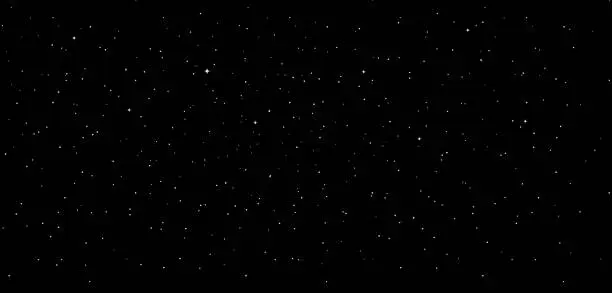 Vector illustration of Sky starry. Black night background with star. Starry galaxy space. 8bit texture in flat style. Dark universe with twinkle constellation. Cosmos background. Vector