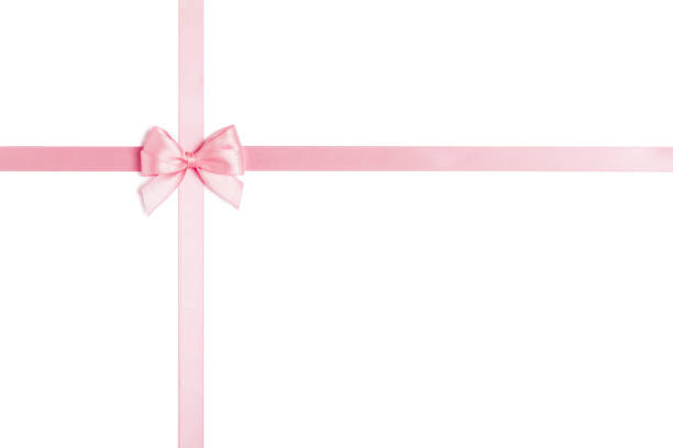 istock Pink ribbon with bow isolated on white background. 1354986823