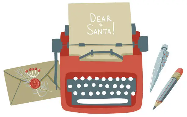 Vector illustration of Set for writing to Santa