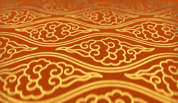 istock 3d rendering of Chinese golden style classical auspicious pattern Chinese New Year background micro-lens. good luck. good fortune. spring festival scrolls 1354990143
