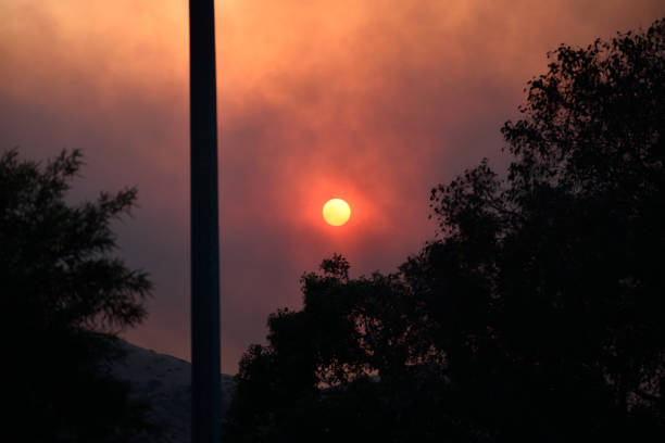 A snapshot of the Sun as it was reddened by smoke caused by a wildfire in Orange County's Anaheim Hills in California.