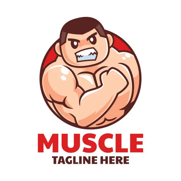 Vector illustration of Strong Muscular Men Logo Design